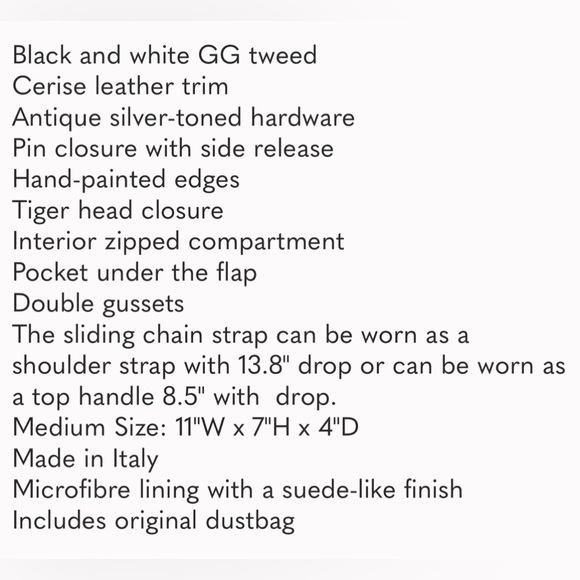 GUCCI Dionysus GG Black White Tweed Red Leather Bag Purse LMTD Edition HOST PICK - Picture 5 of 17